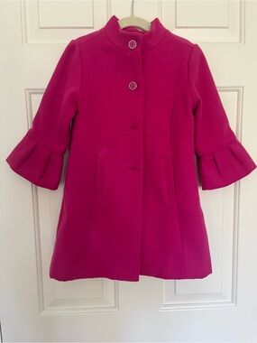 Janie and Jack Girls Hot Pink Bow Back Dress Coat Size 3-4